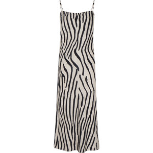 
superr original retro zebra pattern printed sling collar suspender dress for women long skirt design niche