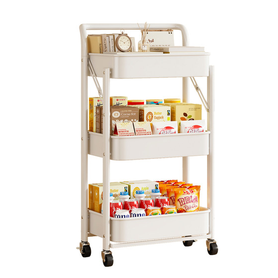 
Snack trolley storage rack floor-mounted removable storage baby products kitchen living room multi-layer carbon steel storage rack