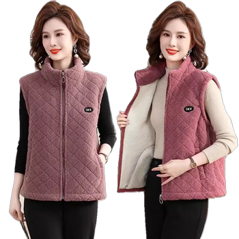 Mom plus velvet thick vest granular velvet warm cotton jacket
