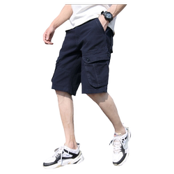 Multi-pocket loose cargo shorts straight fit casual