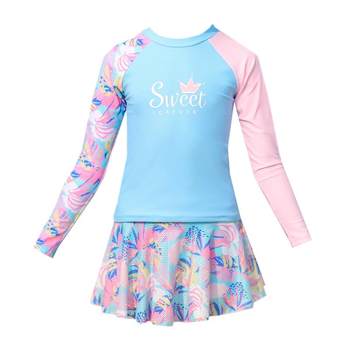 Girl long -sleeved sunscreen split skirt children's swimsuit
