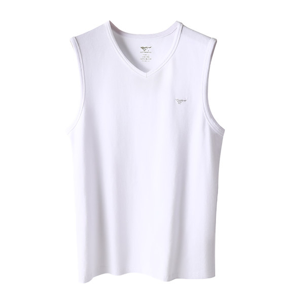 
Seven Wolves Men's Pure Cotton Wide Shoulder V-neck Vest Summer Sports Fitness Sweat-absorbing Men's Vest Vest Vest Vest Cock-heart Collar 1
