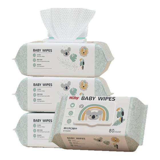 
NUBY Nubian Animal Adventure Baby Hand and Mouth Wipe Newborn Butt Wipe Newly Upgraded Thickened Bag 80 Pumps
