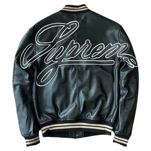 Head layer leather baseball uniform new embroidery leather jacket casual jacket men's locomotive loose short jacket
