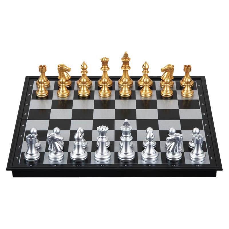 Jeu D'Échecs Magnétique De Voyage - Plateau Pliable 20 Pièces - Inclut Jeu De Dames - Cadeau Vacances Train/Avion