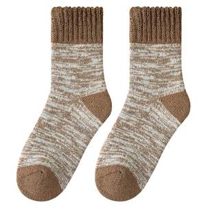 Thick and warm wool socks for men's plush mid length socks, thickened in autumn and winter, Northeast super thick contrasting color towel long socks