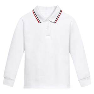 
Children's long-sleeved T-shirts, velvet, white tops for men and women, pure cotton bottoming shirts, polo shirts, primary and secondary school uniforms
