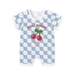 Boys' pure cotton short-sleeved robes, baby girls' summer thin one-piece pajamas, newborn babies 0-2 years old, summer clothes for outer wear