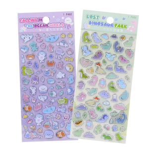 
Cute small animal pattern three-dimensional 3d laser glass crystal candy sticker children girl reward decoration sticker