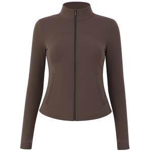 
DCW velvet sports coat women's autumn and winter warm long-sleeved yoga wear stand collar slim slim running fitness top