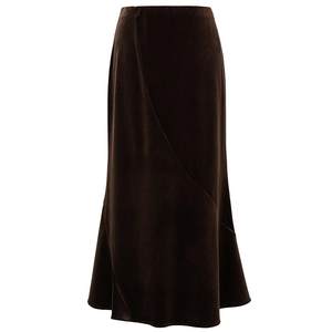 
Fashionable velvet fishtail skirt for women MOFAN 2025 autumn and winter cocoa brown flesh-covering high-waisted skirt looks slim