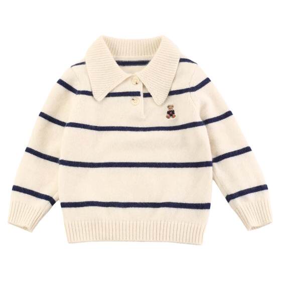
New autumn and winter children's pure cashmere sweater baby cashmere lapel polo sweater boy girl knitted sweater