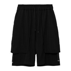 Double-layer deconstruction splicing design five-point pants men's shorts