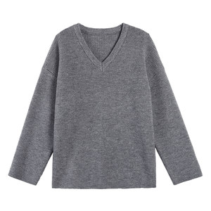 
MULVAN [30% off in stock] Plain and casual white loose casual V-neck sweater women's casual pants suit