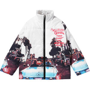 Genanx Lightning Tide Brand Finding Cotton Cloth Men's Winter Cool Dazzling Printing Guo Tide Put on a couple cotton jacket
