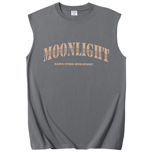 Printing Sports Vest Male Summer Summer Boys Loose Round Blinded Shoulder Cotton Cotton Sleeveless T -shirt Swear Skirt