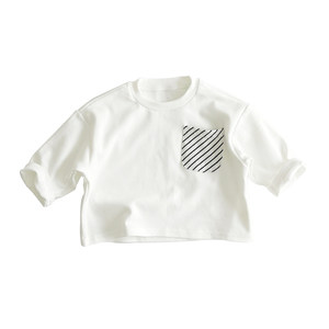 Children's Korean style loose personality trendy T-shirt for men and women's spring and autumn long-sleeved base shirt soft stretch fashionable top