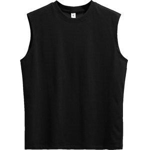
230g heavy pure cotton vest for men's summer fitness basketball hurdle solid color sports vest wide shoulder sleeveless T-shirt