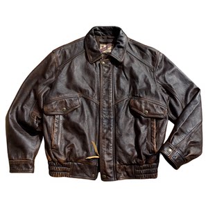 
Classic Hong Kong style wide version of the top layer cowhide leather genuine leather jacket for men's hand-painted color loose plus size flight suit leather jacket