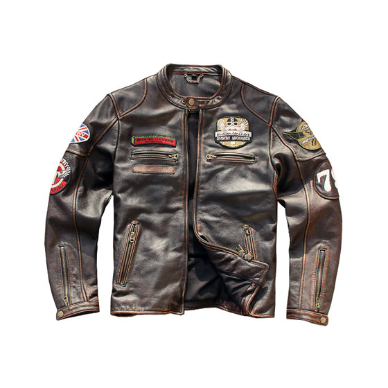 Amea Kazakhstan leather leather coat male retro old cowhide stands for more bids of J100 locomotive leather jacket jacket