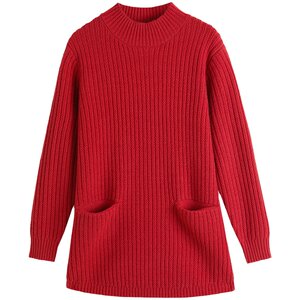 
High-end cashmere sweater for women, half turtleneck, mid-length sweater, autumn and winter new style, butt-covering, thickened pullover sweater