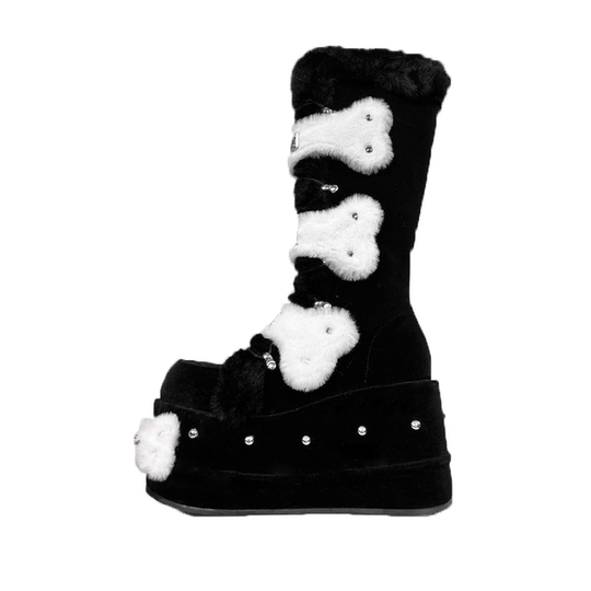 Y2K Rivet Plush Thick Sole Martin Boots