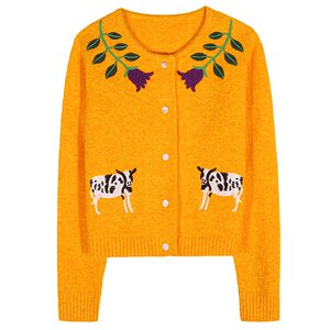 
Luoluo introduction cardigan sweater women's new 2025 winter small slim top can be worn on the outside