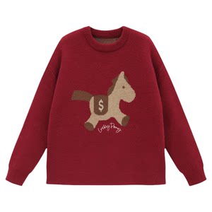 
Lu Xiaohu ACTUP Year of the Horse limited edition 2026 red sweater for men and women, lazy knitted sweater inner top