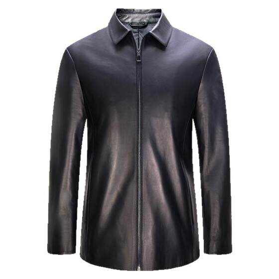 
Ding bronze leather jacket for men in middle age autumn and winter lapel business casual high-end sheepskin jacket zipper windproof and thermal jacket
