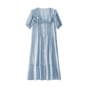 
[Gentle Tide] Tiansi short-sleeved dress fairy skirt small people daily commuting versatile loose long skirt