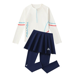 
Children's swimsuit girls long-sleeved long pants split medium and large children's full body sun protection professional training quick-drying swimsuit set