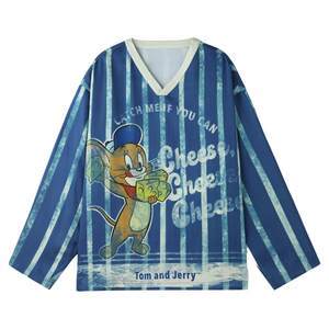 
BJHG reckless cat and mouse joint long-sleeved T-shirt for men 2025 new autumn V-neck with American jersey for women