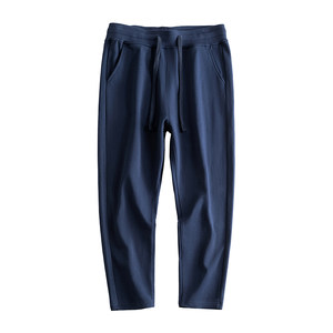 
Autumn and winter navy blue sweatpants men's nine-point tapered straight pants 400g pure cotton non-fading casual pants 2 pants length