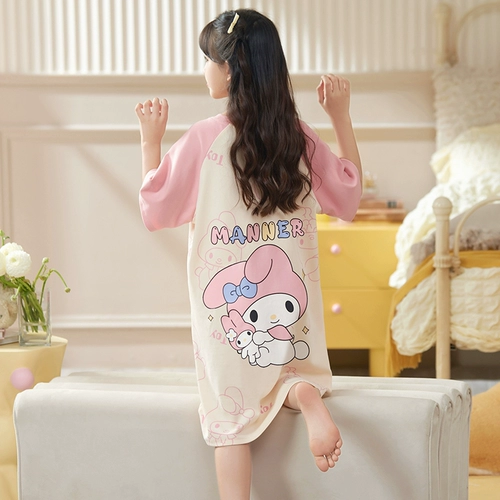 Детская пижама, летняя мультяшная юбка для принцессы, короткий рукав, подходит для подростков