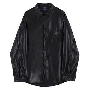 
MRCYC Korean leather clothes men's trendy handsome loose shirt soft leather jacket oversize jacket autumn