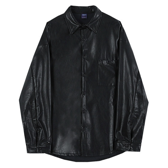 
MRCYC Korean leather clothes men's trendy handsome loose shirt soft leather jacket oversize jacket autumn