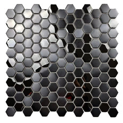 Hexagonal black mirror 3D metal mosaic