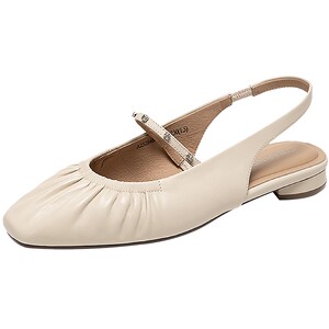 
[Silent Series] Qianbaidu Sheepskin Pleated Low Heel Sandals 2025 Summer New Empty Box Fashion Sandals