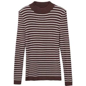 
Striped half-high neck thickened winter sweater for women's elastic new women's clothing fashionable long-sleeved knitted base shirt inside