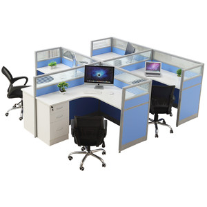 
Simple and modern I-type office desk and chair combination 4 people