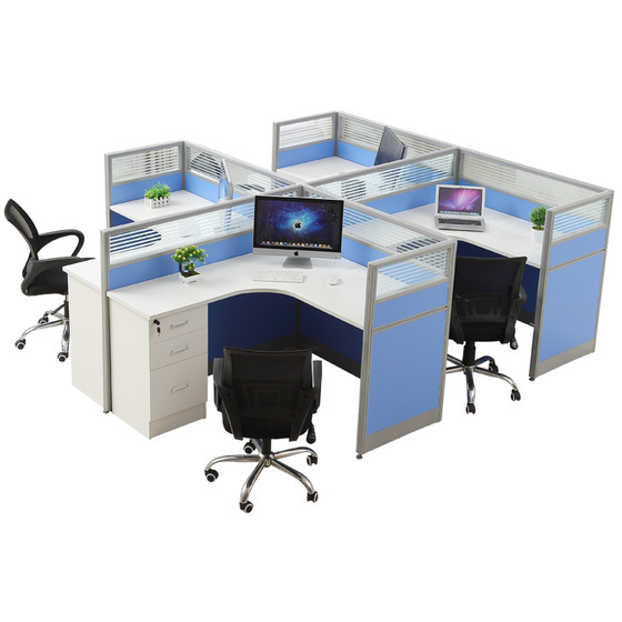 
Simple and modern I-type office desk and chair combination 4 people
