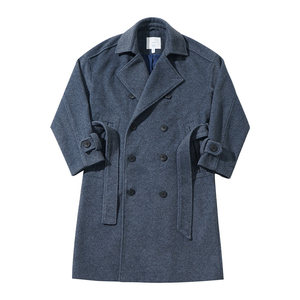 
[3 pieces available for 349 yuan] Gray long wool coat for men's autumn and winter loose versatile coat trendy