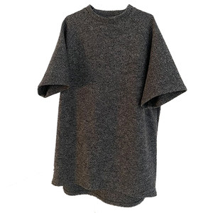 Tan Yanmi miscellaneous gray all -wool simplified silhouette five -sleeved dress female autumn and winter loose retro A -line skirt