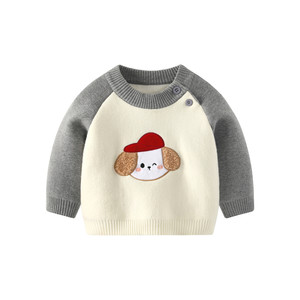 
Boy's sweater autumn and winter baby boy's velvet thickened sweater top winter baby pullover bottoming sweater sweater
