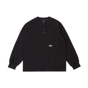 
Wayne Xavier large size waffle long-sleeved T-shirt men's loose plus fat enlarged American college fisherman collar 8463