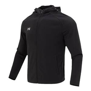 
UA Under Armor Men's Autumn Hooded Woven Jacket Black Casual Sportswear Running Fitness Windproof Jacket