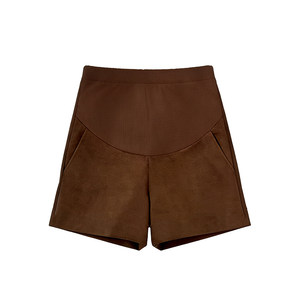 
Maternity shorts, spring and autumn suede loose slimming wide-leg pants, large size belly support, fashionable outer pants, five-point leggings