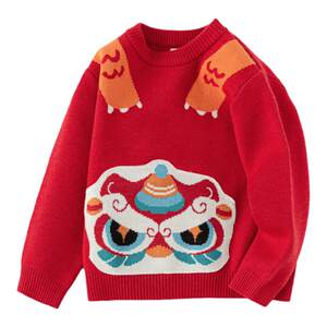 
Balabala Boys Sweater Children's New Year's Sweater Baby Red New Year's Eve Clothing Autumn and Winter Children's Clothing Tops