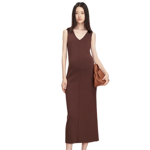 
SELLYNEAR maternity dress spring and autumn dress new fashionable V-neck long slim fit wool vest skirt