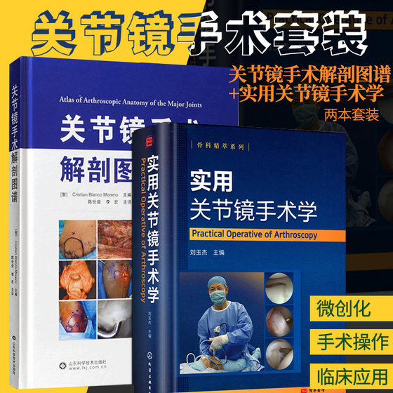 全套2本 实用关节镜手术学+关节镜手术解剖图谱 关节镜设备与器械 膝关节髋关节足踝关节肩关节 肘腕关节镜手术操作 手术学 解剖学